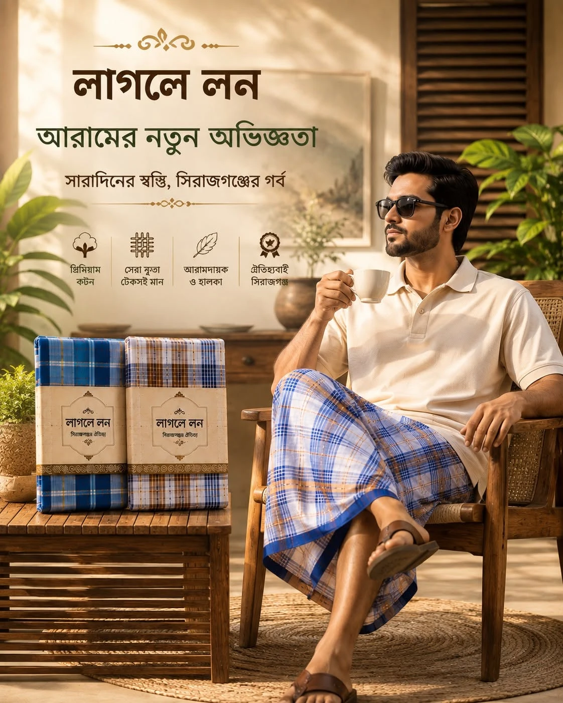 খাঁটি কটন লুঙ্গি
